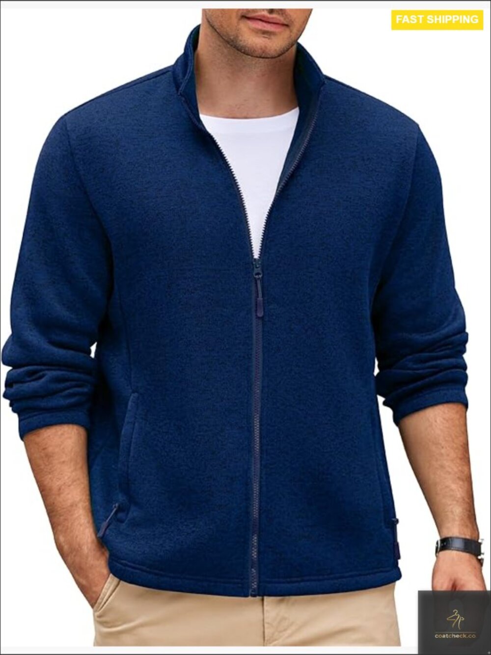 Men's Fleece Jacket Lightweight Zip Up Casual Warm Outdoor Hiking Classic Fit